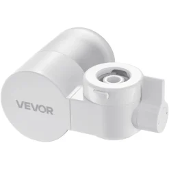 VEVOR Faucet Mount Water Filter, Vertical Water Purifier for Sink Tap, Carbon Fiber Filter, Removes Chlorine Lead with 3 Filters, Fits Most Kitchen or Bathroom Faucets, White