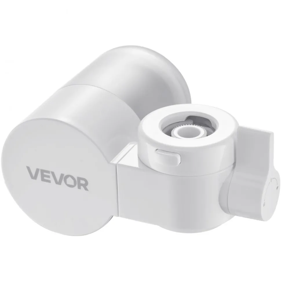 VEVOR Faucet Mount Water Filter, Vertical Water Purifier for Sink Tap, Carbon Fiber Filter, Removes Chlorine Lead with 3 Filters, Fits Most Kitchen or Bathroom Faucets, White