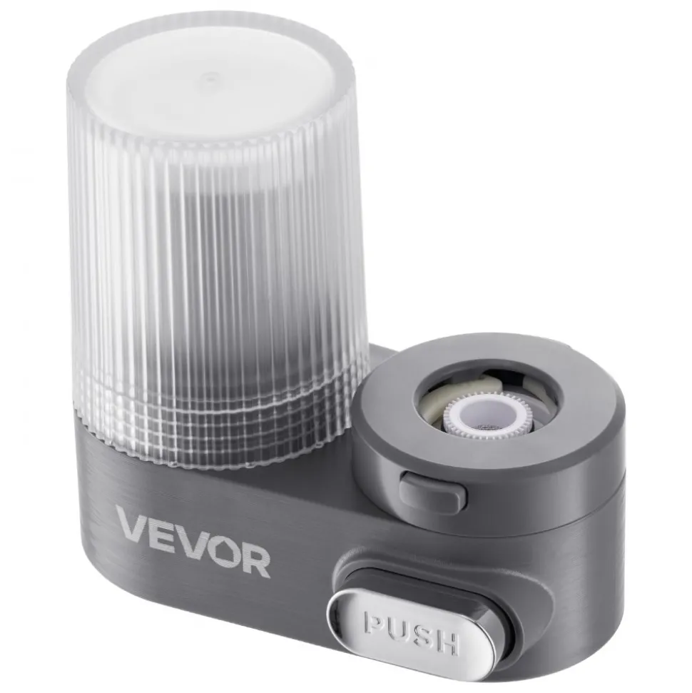 VEVOR Faucet Mount Water Filter, Vertical Water Purifier for Sink Tap, Carbon Fiber Filter, Removes Chlorine Lead with 3 Filters, Fits Most Kitchen or Bathroom Faucets, Gray