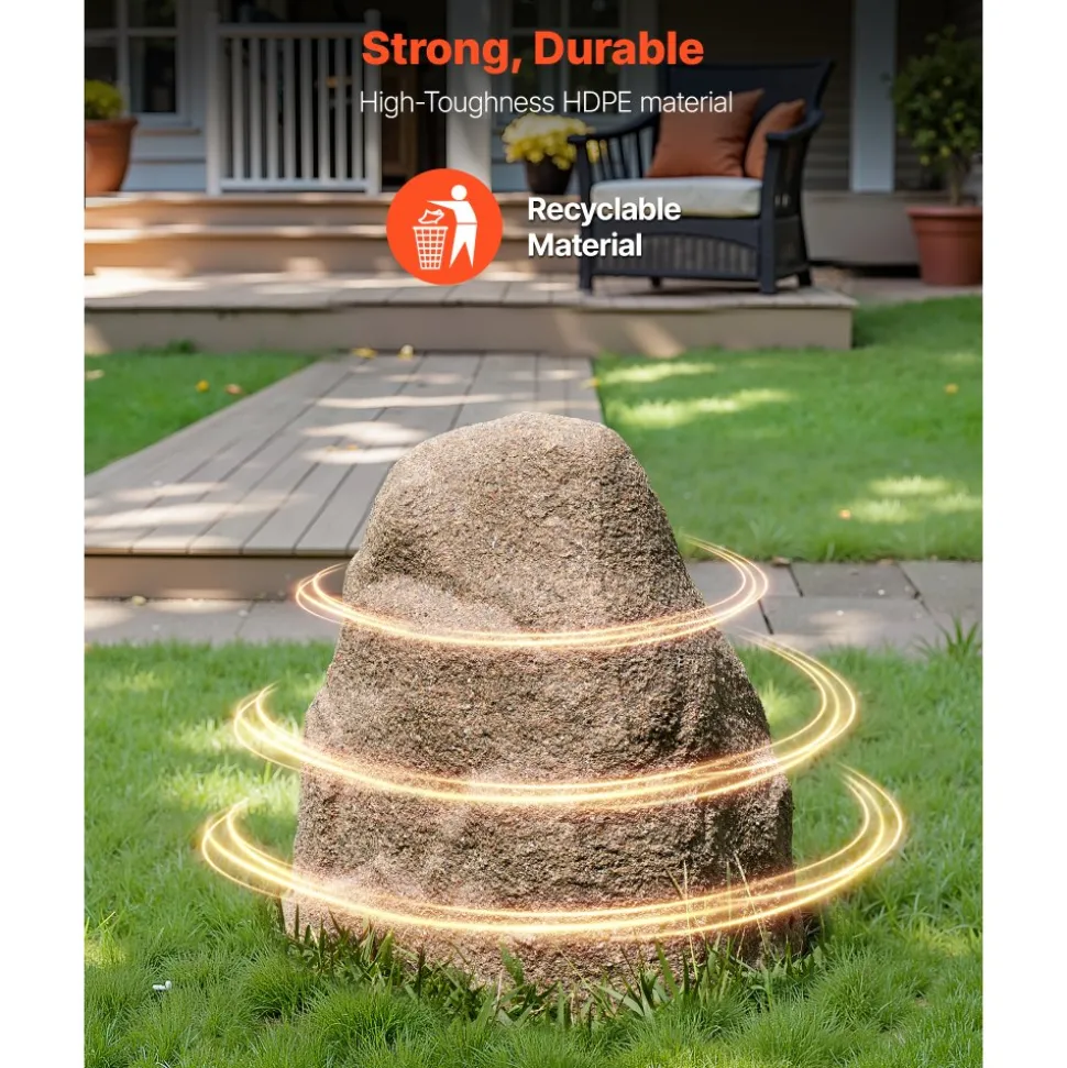 VEVOR Faux Rock Cover, Outdoor Fake Rock Well Pump Cover, Realistic Natural Texture, Lightweight & Weather-Resistant Polyresin Artificial Boulder for Landscaping Garden Yard Décor, Sand, Small Size