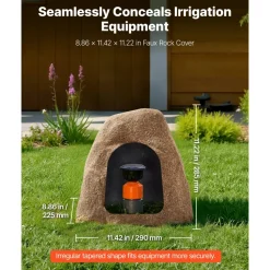 VEVOR Faux Rock Cover, Outdoor Fake Rock Well Pump Cover, Realistic Natural Texture, Lightweight & Weather-Resistant Polyresin Artificial Boulder for Landscaping Garden Yard Décor, Sand, Small Size