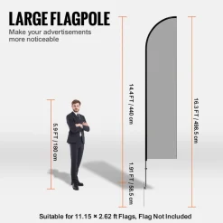 VEVOR Feather Flag Pole Kit, 4 Packs Swooper Flag Pole 16.3 ft, Sign Flag Poles for Business Advertising Flags Outdoor, with Ground Stakes and A Carrying Bag (Flag Not Included)