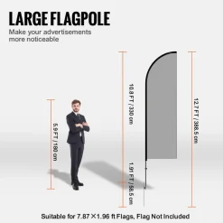 VEVOR Feather Flag Pole Kit, 2 Packs Swooper Flag Pole 12.7 ft, Sign Flag Poles for Business Advertising Flags Outdoor, with Ground Stakes and A Carrying Bag (Flag Not Included)