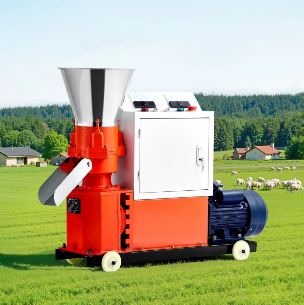VEVOR Feed Pellet Mill Machine, 6 mm Animal Feed Pellet Making Machine, 3KW 240V Animal Food Granulator Mill Machines with 3 Pressure Rollers & 4 Wheels, Ideal for Poultry, Livestock, Farm Animals