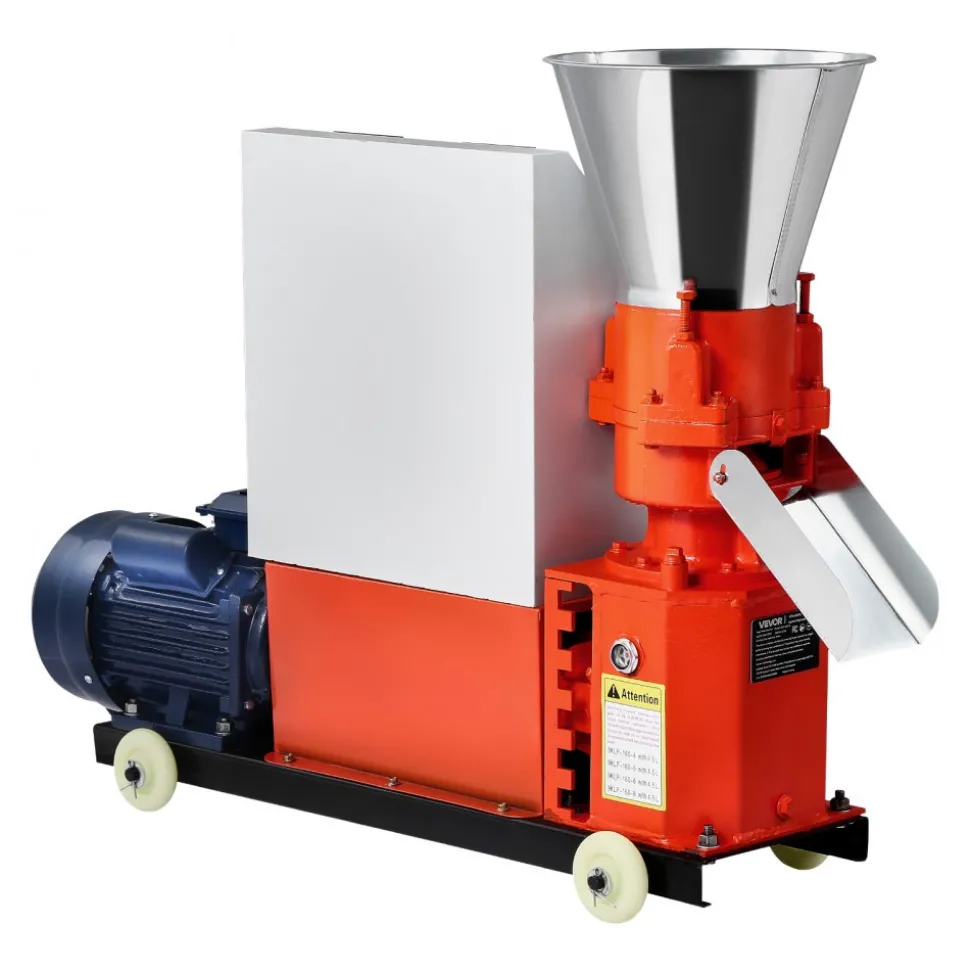 VEVOR Feed Pellet Mill Machine, 6 mm Animal Feed Pellet Making Machine, 3KW 240V Animal Food Granulator Mill Machines with 3 Pressure Rollers & 4 Wheels, Ideal for Poultry, Livestock, Farm Animals