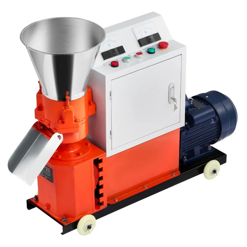 VEVOR Feed Pellet Mill Machine, 6 mm Animal Feed Pellet Making Machine, 3KW 240V Animal Food Granulator Mill Machines with 3 Pressure Rollers & 4 Wheels, Ideal for Poultry, Livestock, Farm Animals