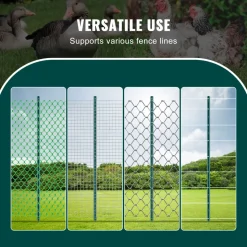 VEVOR 5 Feet Fence Post, 10 Pack U-Channel Heavy Duty Metal Fence Posts, Sturdy Steel Fence Stakes for Garden Yard, Lawn, Farms and Outdoor Wire Fencing, Green