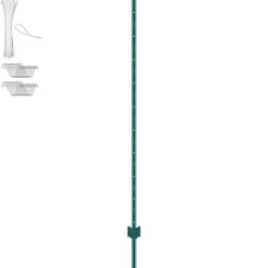 VEVOR 6 Feet Fence Post, 6 Pack U-Channel Heavy Duty Metal Fence Posts, Sturdy Steel Fence Stakes for Garden Yard, Lawn, Farms and Outdoor Wire Fencing, Green