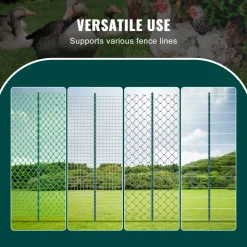 VEVOR 7 Feet Fence Post, 10 Pack U-Channel Heavy Duty Metal Fence Posts, Sturdy Steel Fence Stakes for Garden Yard, Lawn, Farms and Outdoor Wire Fencing, Green