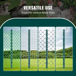 VEVOR 3 Feet Fence Post, 10 Pack U-Channel Heavy Duty Metal Fence Posts, Sturdy Steel Fence Stakes for Garden Yard, Lawn, Farms and Outdoor Wire Fencing, Green