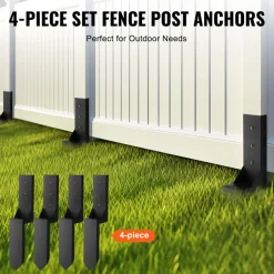 VEVOR Fence Post Anchor Repair Kit, 4 Pack Inner Diameter 3.5 x3.5 Inches Heavy Duty Steel Fence Post Support Stakes, Anchor Ground Spike for Repair Tilted, Broken Wood Fence Post, Enveloping