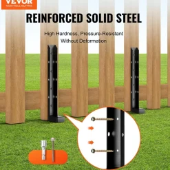 VEVOR Fence Post Anchor Repair Kit, 4 Pack Inner Diameter 2 x2 Inches Heavy Duty Steel Fence Post Support Stakes, Anchor Ground Spike for Repair Tilted, Broken Wood Fence Post