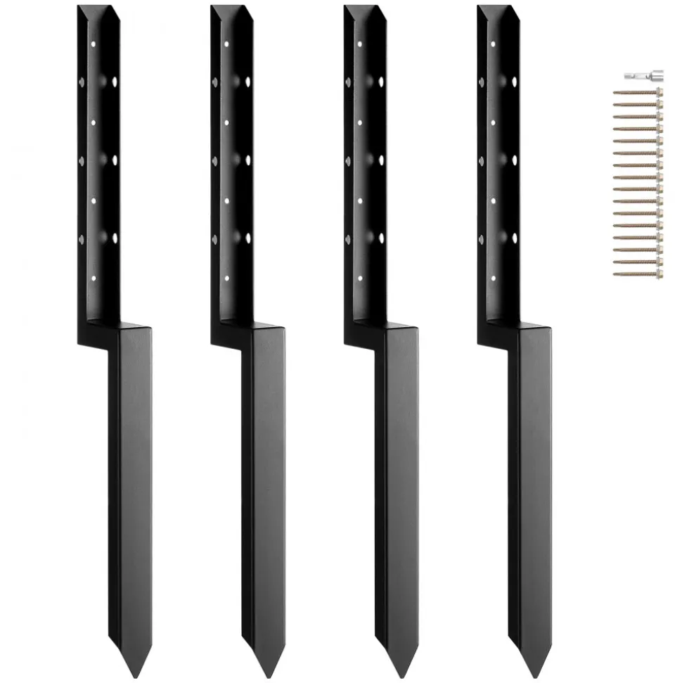 VEVOR Fence Post Anchor Repair Kit, 4 Pack Inner Diameter 2 x2 Inches Heavy Duty Steel Fence Post Support Stakes, Anchor Ground Spike for Repair Tilted, Broken Wood Fence Post