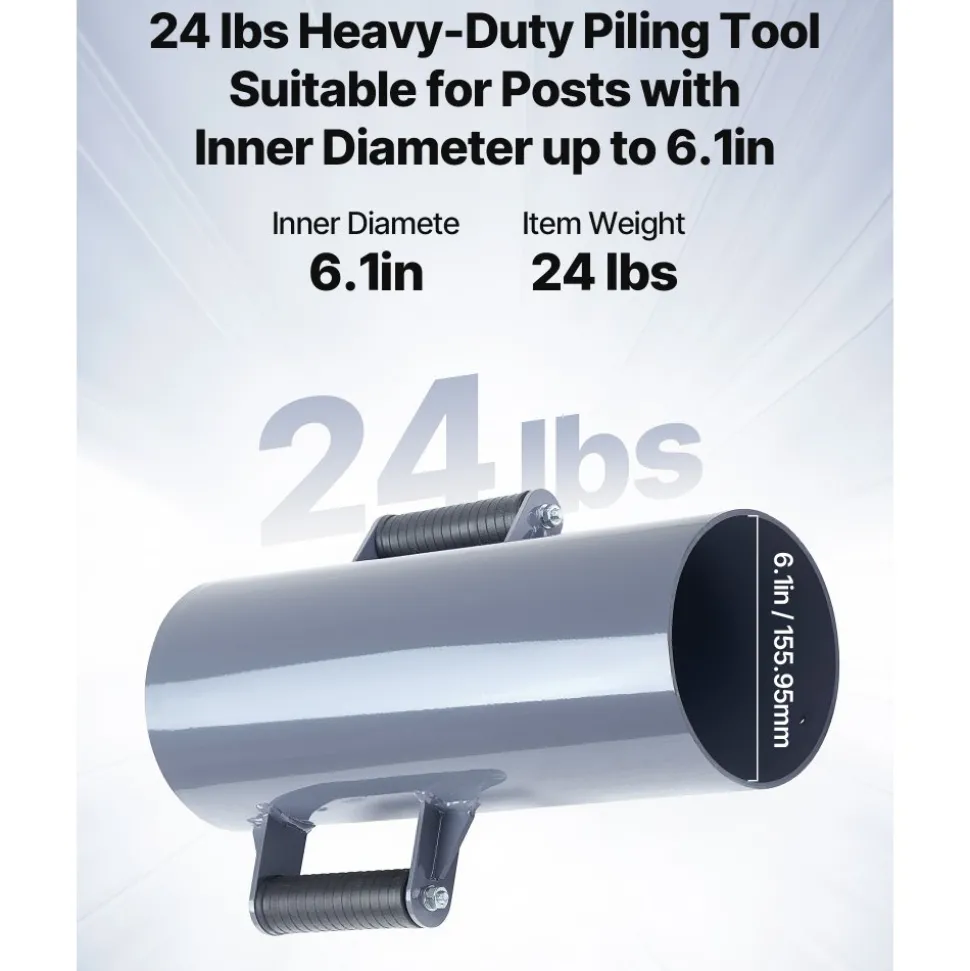 VEVOR Fence Post Driver, Heavy Duty T Post Driver with Handles, Metal Manual Pounder Rammer for U-Channel,Wooden Fence, Fits T-Posts with Inner Diameter up to 6.1in,Ideal for Farm, Garden, Yard