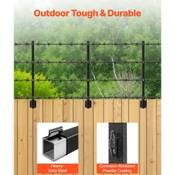 VEVOR Fence Post Extender, 12 Packs 32.1 in Barbed Wire Arm, Sturdy Steel Fence Height Extender, Flat or Surface Mounted  Barbed Wire Extension Arms, Protect Privacy and Prevent Pets Jumping Off