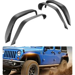 VEVOR Fender Flare, Front & Rear Fender Flares Compatible with 2007-2018 Jeeps JK/JKU 2/4 Doors, Fine-Textured Black Paintable Off-Road Steel Liner Set, Fenders for Jeep JK, Rust-Resistant Coating