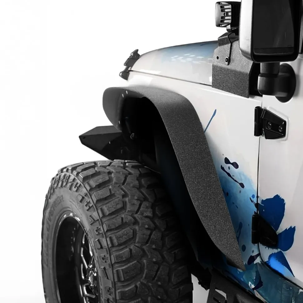 VEVOR Fender Flare, Front & Rear Fender Flares Compatible with 2007-2018 Jeeps JK/JKU 2/4 Doors, Fine-Textured Black Paintable Off-Road Steel Liner Set, Fenders for Jeep JK, Rust-Resistant Coating