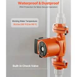 VEVOR F-15-58FC Cast Iron Circulator Pump, 17 GPM, AC 120V 20 ft Hot Water Recirculating Circulation Pump, 1-Inch Flange Connection, 3-Speed Adjustment, Quiet Operation, for Home Water Heating System