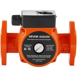 VEVOR F-15-58FC Cast Iron Circulator Pump, 17 GPM, AC 120V 20 ft Hot Water Recirculating Circulation Pump, 1-Inch Flange Connection, 3-Speed Adjustment, Quiet Operation, for Home Water Heating System