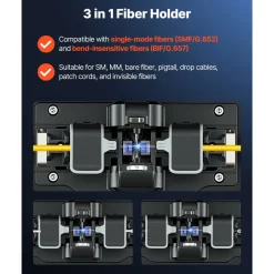 VEVOR Fiber Fusion Splicer 6 Motors with 6s Splicing & 15s Heating, 7800mAh Core Alignment Fiber Optical Splicer, 5" Touch Screen, 3 in 1 Fiber Holder, App Bluetooth Connectivity for SM MM DS NZDS
