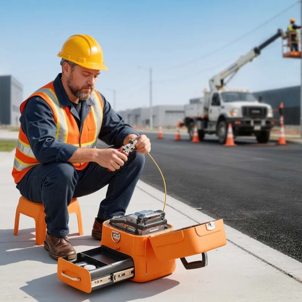 VEVOR Fiber Fusion Splicer 6 Motors with 6s Splicing & 15s Heating, 7800mAh Core Alignment Fiber Optical Splicer, 5" Touch Screen, 3 in 1 Fiber Holder, App Bluetooth Connectivity for SM MM DS NZDS