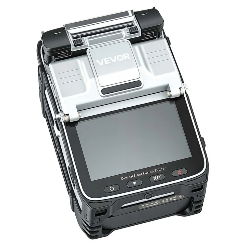 VEVOR Fiber Fusion Splicer 6 Motors with 6s Splicing & 15s Heating, 7800mAh Core Alignment Fiber Optical Splicer, 5" Touch Screen, 3 in 1 Fiber Holder, App Bluetooth Connectivity for SM MM DS NZDS