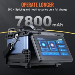 VEVOR Fiber Fusion Splicer 6 Motors with 8s Splicing & 18s Heating, 5200mAh Core Alignment Fibers Optical Splicer, 5" LCD Screen, 3 in 1 Fiber Holder, App Bluetooth Connectivity for SM MM DS NZDS