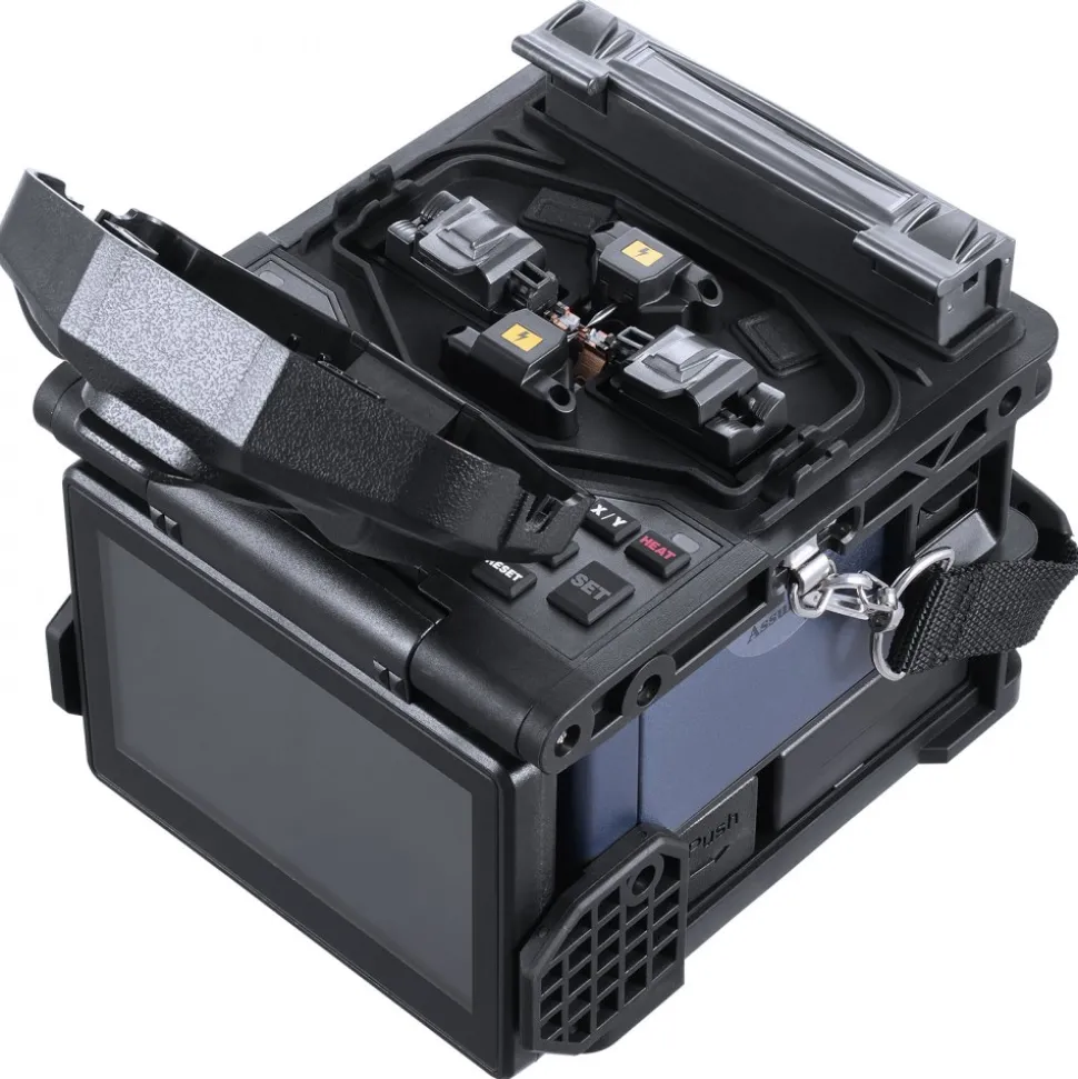 VEVOR Fiber Fusion Splicer 6 Motors with 8s Splicing & 18s Heating, 5200mAh Core Alignment Fibers Optical Splicer, 5" LCD Screen, 3 in 1 Fiber Holder, App Bluetooth Connectivity for SM MM DS NZDS