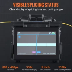 VEVOR Fiber Fusion Splicer 6 Motors with 8s Splicing & 18s Heating, 5200mAh Core Alignment Fibers Optical Splicer, 5