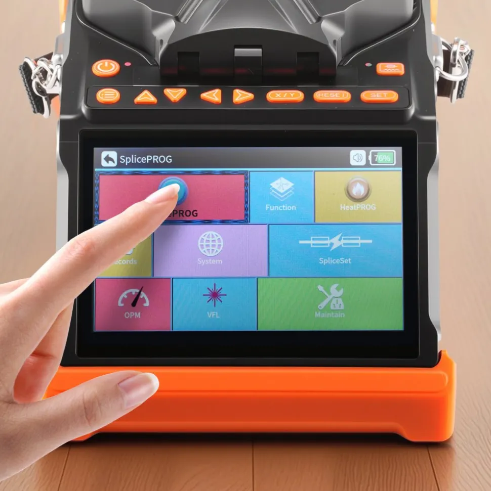 VEVOR Fiber Fusion Splicer 6 Motors, Core & Clad Alignment Fibers Optic Splicer with 6s Fast Splicing and 13s Heating, 5" Touch Screen, 3 in 1 Fiber Holder, 7800mAh Battery for SM MM DS NZDS Fibers