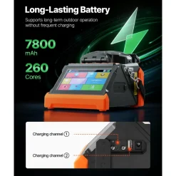 VEVOR Fiber Fusion Splicer 6 Motors, Core & Clad Alignment Fibers Optic Splicer with 6s Fast Splicing and 13s Heating, 5