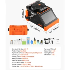 VEVOR Fiber Fusion Splicer 6 Motors, Core & Clad Alignment Fibers Optic Splicer with 6s Fast Splicing and 13s Heating, 5