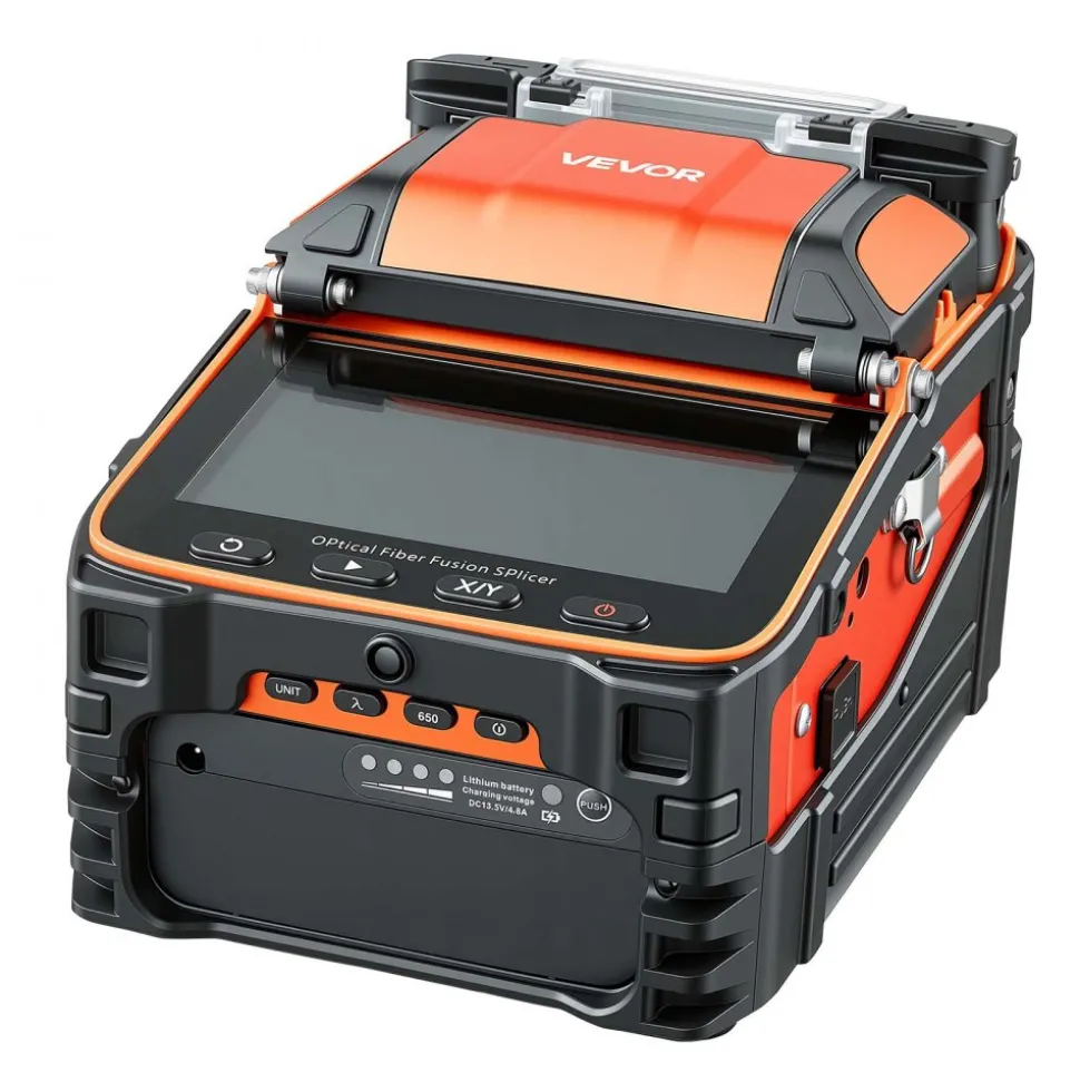 VEVOR Fiber Fusion Splicer 6 Motors, Core Alignment Fiber Optic Splicer 6s Splicing & 13s Heating, Fiber Splicer Machine with 5" Touch Screen, 3 in 1 Fiber Holder, 7800mAh Battery for SM MM DS NZDS