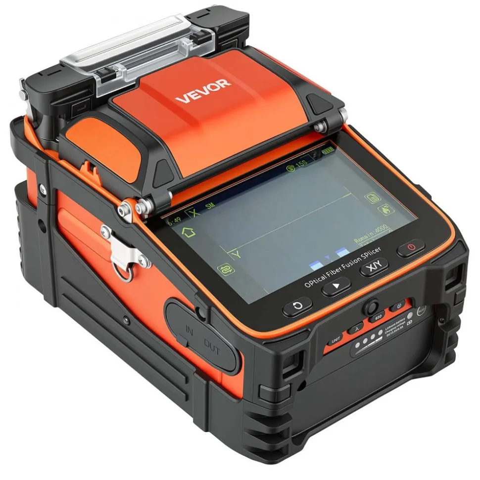 VEVOR Fiber Fusion Splicer 6 Motors, Core Alignment Fiber Optic Splicer 6s Splicing & 13s Heating, Fiber Splicer Machine with 5" Touch Screen, 3 in 1 Fiber Holder, 7800mAh Battery for SM MM DS NZDS