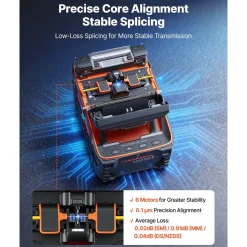 VEVOR Fiber Fusion Splicer 6 Motors, Core Alignment Fiber Optic Splicer 6s Splicing & 13s Heating, Fiber Splicer Machine with 5