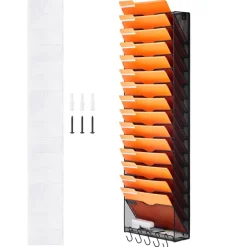 VEVOR File Wall Rack, One-Piece 16 Pockets Mesh Wall File Holder, Wall Mounted Magazine Mail Paper & Document Storage Folder, Metal Wall File Organizer with Nametag Label, for Office Home & School