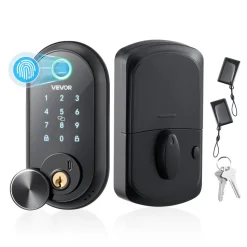 VEVOR Fingerprint Door Lock, Electronic Biometric Deadbolt with Pioneering Easy-Grip Design, Auto Locking, One-Time Code, Anti-Peeking Password, Keyless Entry Door Lock for Home Use, Matte Black