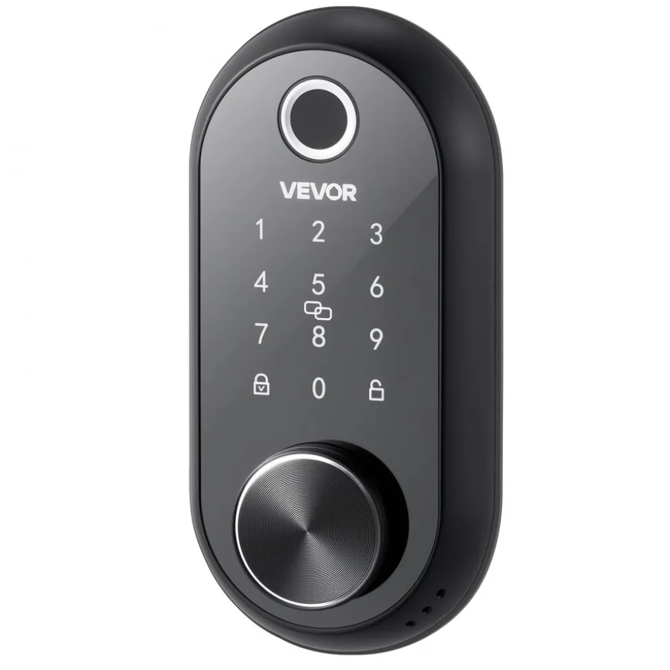 VEVOR Fingerprint Door Lock, Electronic Biometric Deadbolt with Pioneering Easy-Grip Design, Auto Locking, One-Time Code, Anti-Peeking Password, Keyless Entry Door Lock for Home Use, Matte Black