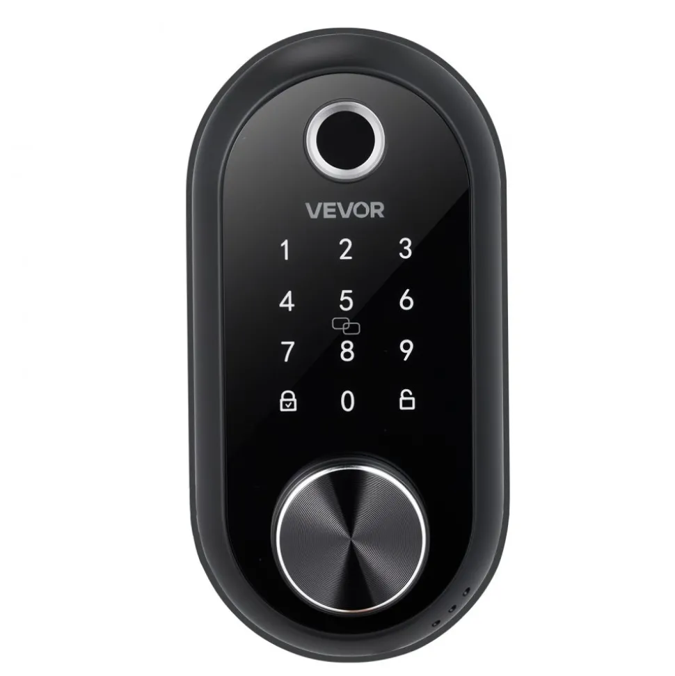 VEVOR Fingerprint Door Lock, Electronic Biometric Deadbolt with Pioneering Easy-Grip Design, Auto Locking, One-Time Code, Anti-Peeking Password, Keyless Entry Door Lock for Home Use, Matte Black