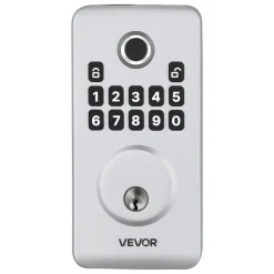 VEVOR Fingerprint Door Lock, Electronic Biometric Deadbolt with Pioneering Easy-Grip Design, Auto Locking, One-Time Code, Anti-Peeking Password, Keyless Entry Door Lock for Home, Apartment, Silver
