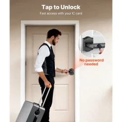 VEVOR Fingerprint Door Lock Set, Electronic Biometric Knob Keyless Entry Door Lock with Handle, Auto Locking, One-Time Code, Anti-Peeking Password, Easy Installation, for Home, Apartment, Matte Black