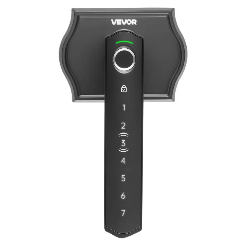 VEVOR Fingerprint Door Lock Set, Electronic Biometric Knob Keyless Entry Door Lock with Handle, Auto Locking, One-Time Code, Anti-Peeking Password, Easy Installation, for Home, Apartment, Matte Black