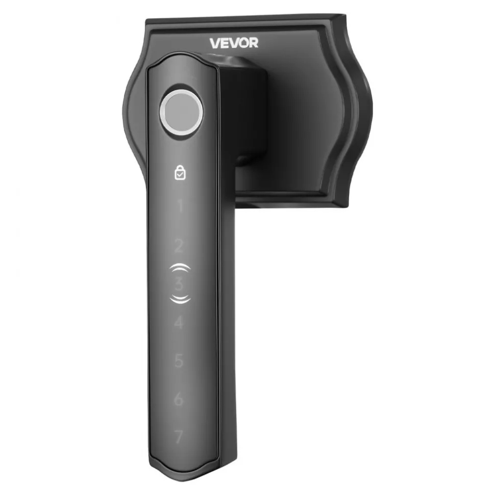 VEVOR Fingerprint Door Lock Set, Electronic Biometric Knob Keyless Entry Door Lock with Handle, Auto Locking, One-Time Code, Anti-Peeking Password, Easy Installation, for Home, Apartment, Matte Black