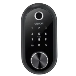 VEVOR Fingerprint Door Lock Set, Electronic Biometric Deadbolt Keyless Entry Door Lock with Handle, Touchscreen, Auto Locking, One-Time Code, Anti-Peeking Password, IC Cards, for Home, Matte Black