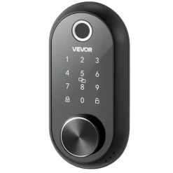 VEVOR Fingerprint Door Lock Set, Electronic Biometric Deadbolt Keyless Entry Door Lock with Handle, Touchscreen, Auto Locking, One-Time Code, Anti-Peeking Password, IC Cards, for Home, Matte Black