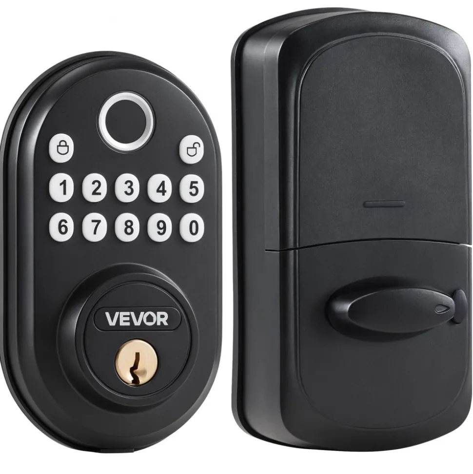 VEVOR Fingerprint Door Lock, with Fingerprint/Keypad Code/Key, One-Time and Anti-Peeking Password, Silent Mode, Constant Unlock Mode, Aluminum Alloy Panel, Electronic Keypad Deadbolt for Entry Doors