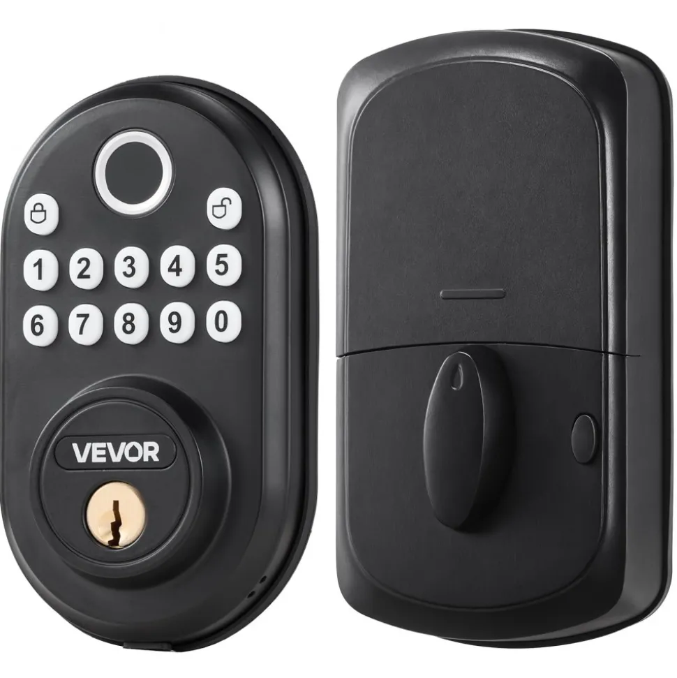 VEVOR Fingerprint Door Lock, with Fingerprint/Keypad Code/Key, One-Time and Anti-Peeking Password, Silent Mode, Constant Unlock Mode, Aluminum Alloy Panel, Electronic Keypad Deadbolt for Entry Doors