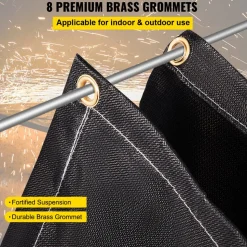 VEVOR Fire Blankets, 2 Pack Welding Blankets, 6' x 10' Fire Suppression Blanket, 1022 °F Flame Retardant Blanket, Black Fire Emergency Blankets, Fiberglass Fire Retardant Blanket with 8 Brass Gromme