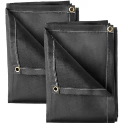 VEVOR Fire Blankets, 2 Pack Welding Blankets, 6' x 10' Fire Suppression Blanket, 1022 °F Flame Retardant Blanket, Black Fire Emergency Blankets, Fiberglass Fire Retardant Blanket with 8 Brass Gromme