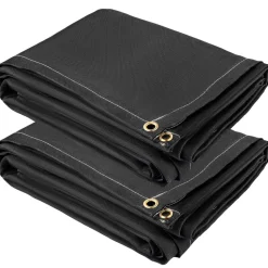 VEVOR Fire Blankets, 2 Pack Welding Blankets, 6' x 10' Fire Suppression Blanket, 1022 °F Flame Retardant Blanket, Black Fire Emergency Blankets, Fiberglass Fire Retardant Blanket with 8 Brass Gromme